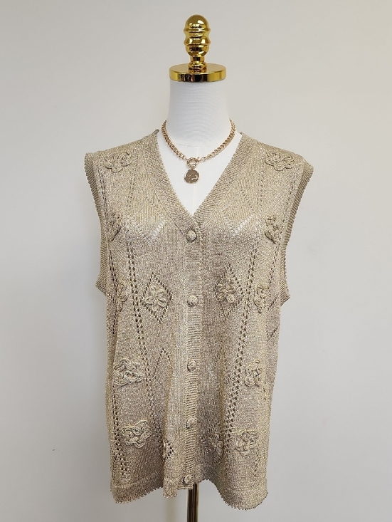 Cricket Lane Jackets & Blazers - Cricket Lane Beige Knit Button Front Sweater Vest Size Medium